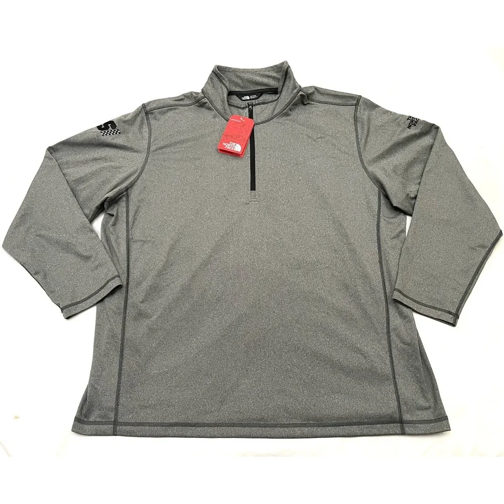 NEW The North Face Tech 1/4 Zip‎ Fleece 3XL Asphalt Heather Gray Lined Stretch